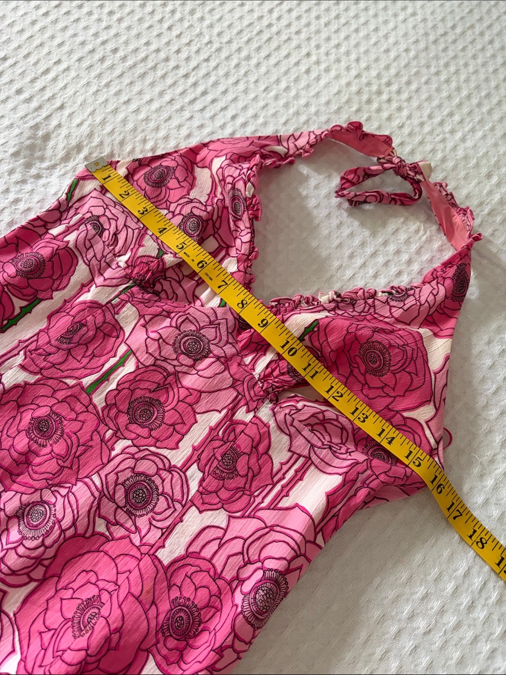 Pink Floral Print Tina Turk Halter Style Dress Size 8 - Picture 13 of 16